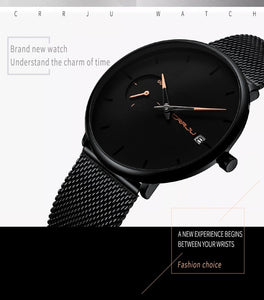 CRRJU mens watches  mens watches top brand luxury  Simple  Stainless Steel  Fashion & Casual Men's business watch