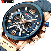 Load image into Gallery viewer, CURREN Casual Sport Watches for Men Blue Top Brand Luxury 8329 Leather Wrist Watch Man Clock Fashion Chronograph Wristwatch