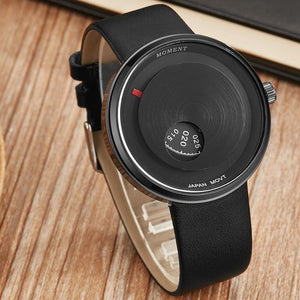 Women Men Watch Blue Leather Simple Style Unique Turntable Design Creative Couple Lover Quartz Wrist Watches Clock 2019 Fashion