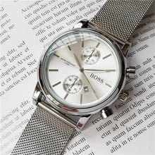 Load image into Gallery viewer, Mens Watches Top Brand Luxury boss Famous Watches Fashion Casual Leather Men Watches Quartz Watch Clock Men Relogio Masculino Dr