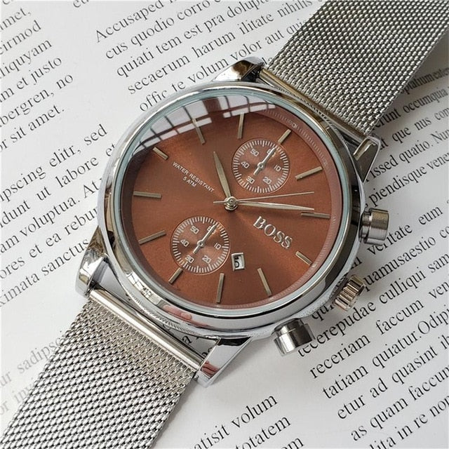 Mens Watches Top Brand Luxury boss Famous Watches Fashion Casual Leather Men Watches Quartz Watch Clock Men Relogio Masculino Dr