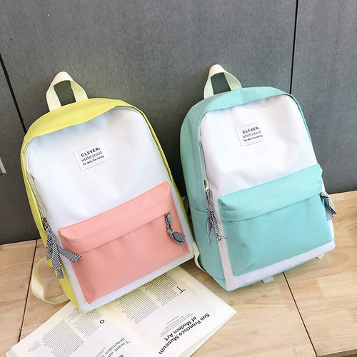 High Quality Campus Women Backpack School Bag for Teenagers College Canvas Female Travel Bagpack  pink vs