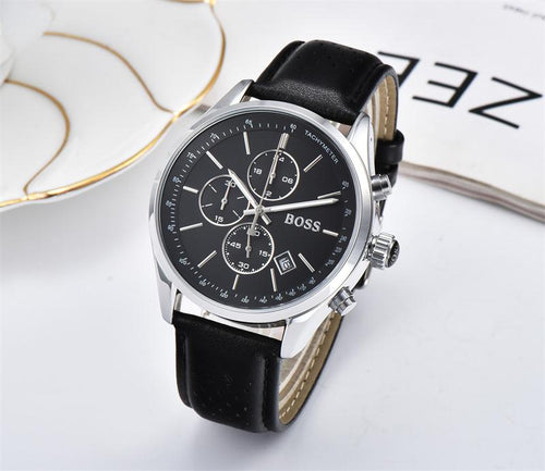 2019 High Quality BOSS Brand quartz wrist Watch for Men Multifunction style stainless steel Calendar Date Watches Small dials