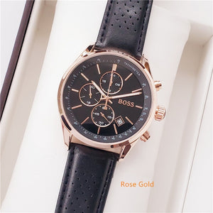 2019 High Quality BOSS Brand quartz wrist Watch for Men Multifunction style stainless steel Calendar Date Watches Small dials