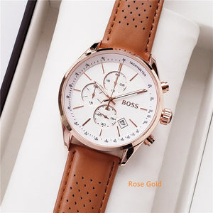 2019 High Quality BOSS Brand quartz wrist Watch for Men Multifunction style stainless steel Calendar Date Watches Small dials
