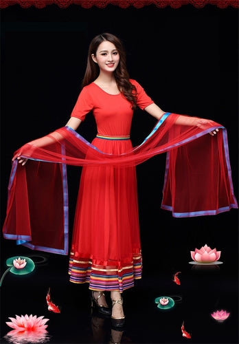 Indian Sari Belly Dance Dress Set Long & Short Sleeve Tibet Social Dancing Kathak BharataNatyam Plus Size 6XL Free Shipping