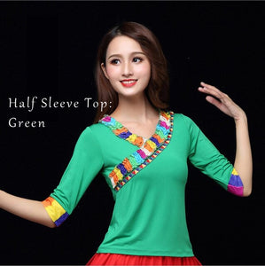 Indian Sari Belly Dance Dress Set Long & Short Sleeve Tibet Social Dancing Kathak BharataNatyam Plus Size 6XL Free Shipping