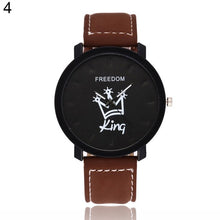 Load image into Gallery viewer, New Couple Queen King Crown Fuax Leather Quartz Analog Wrist Watch Chronograph Party Gift Letter Print Queen KingQ Couple Watch