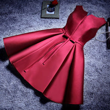 Load image into Gallery viewer, YLL034#Boat Neck Lace up Twill Satin Cloth pink red Bridesmaid Dresses Short Bride Wedding Party Toast Dress Gown Prom Wholesale