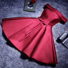 Load image into Gallery viewer, YLL034#Boat Neck Lace up Twill Satin Cloth pink red Bridesmaid Dresses Short Bride Wedding Party Toast Dress Gown Prom Wholesale