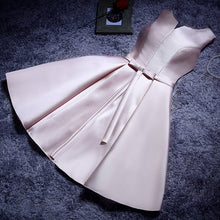 Load image into Gallery viewer, YLL034#Boat Neck Lace up Twill Satin Cloth pink red Bridesmaid Dresses Short Bride Wedding Party Toast Dress Gown Prom Wholesale