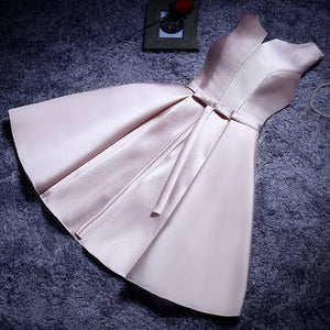 YLL034#Boat Neck Lace up Twill Satin Cloth pink red Bridesmaid Dresses Short Bride Wedding Party Toast Dress Gown Prom Wholesale