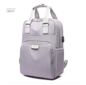 Shoulders USB Charge Pink Backpack Women Computer Backpack 13.3-15.6 Inches Woman Waterproof Bagpack School Bag For Teenage Girl