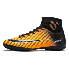 Load image into Gallery viewer, ZHENZU Turf Indoor Black Men Soccer Shoes Kids Cleats Training Football Boots High Ankle Sport Sneakers Size 35-45 Dropshipping