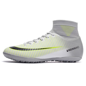 ZHENZU Turf Indoor Black Men Soccer Shoes Kids Cleats Training Football Boots High Ankle Sport Sneakers Size 35-45 Dropshipping