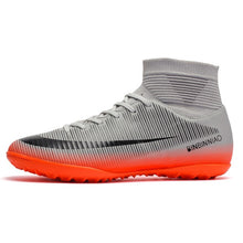 Load image into Gallery viewer, ZHENZU Turf Indoor Black Men Soccer Shoes Kids Cleats Training Football Boots High Ankle Sport Sneakers Size 35-45 Dropshipping