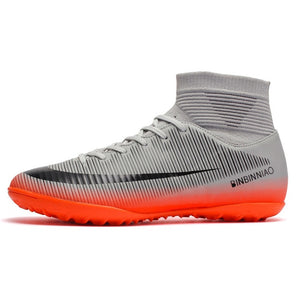 ZHENZU Turf Indoor Black Men Soccer Shoes Kids Cleats Training Football Boots High Ankle Sport Sneakers Size 35-45 Dropshipping