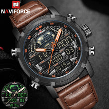 Load image into Gallery viewer, NAVIFORCE Watch Men Top Brand Luxury Digital Analog Sport Wristwatch Military Genuine Leather Male Clock Relogio Masculino 9160