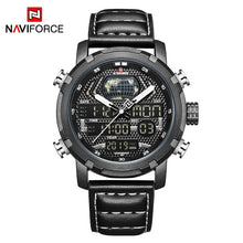 Load image into Gallery viewer, NAVIFORCE Watch Men Top Brand Luxury Digital Analog Sport Wristwatch Military Genuine Leather Male Clock Relogio Masculino 9160