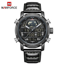 Load image into Gallery viewer, NAVIFORCE Watch Men Top Brand Luxury Digital Analog Sport Wristwatch Military Genuine Leather Male Clock Relogio Masculino 9160