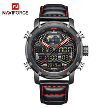 Load image into Gallery viewer, NAVIFORCE Watch Men Top Brand Luxury Digital Analog Sport Wristwatch Military Genuine Leather Male Clock Relogio Masculino 9160