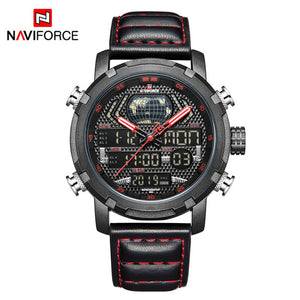 NAVIFORCE Watch Men Top Brand Luxury Digital Analog Sport Wristwatch Military Genuine Leather Male Clock Relogio Masculino 9160
