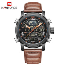 Load image into Gallery viewer, NAVIFORCE Watch Men Top Brand Luxury Digital Analog Sport Wristwatch Military Genuine Leather Male Clock Relogio Masculino 9160