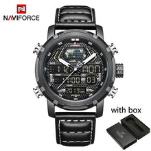 Load image into Gallery viewer, NAVIFORCE Watch Men Top Brand Luxury Digital Analog Sport Wristwatch Military Genuine Leather Male Clock Relogio Masculino 9160