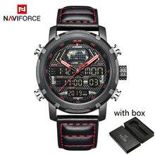 Load image into Gallery viewer, NAVIFORCE Watch Men Top Brand Luxury Digital Analog Sport Wristwatch Military Genuine Leather Male Clock Relogio Masculino 9160