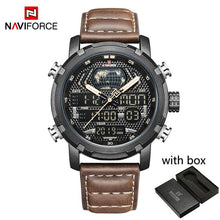 Load image into Gallery viewer, NAVIFORCE Watch Men Top Brand Luxury Digital Analog Sport Wristwatch Military Genuine Leather Male Clock Relogio Masculino 9160