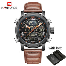 Load image into Gallery viewer, NAVIFORCE Watch Men Top Brand Luxury Digital Analog Sport Wristwatch Military Genuine Leather Male Clock Relogio Masculino 9160