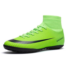 Load image into Gallery viewer, ZHENZU Turf Indoor Black Men Soccer Shoes Kids Cleats Training Football Boots High Ankle Sport Sneakers Size 35-45 Dropshipping