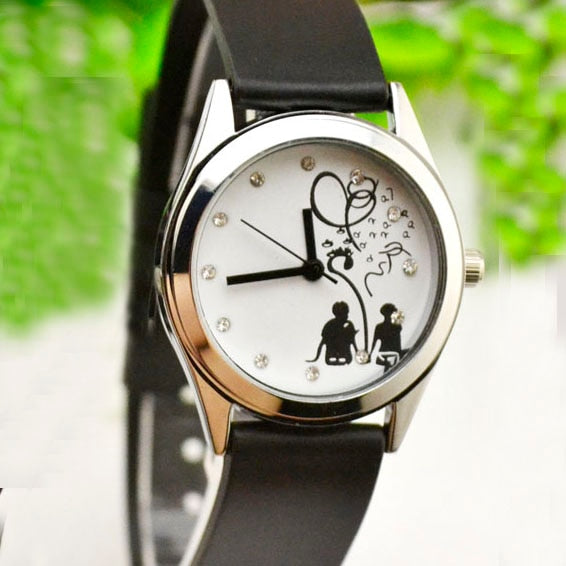 Harajuku watch girl student Korean version simple fashion trend retro boy personality black and white couple quartz watch
